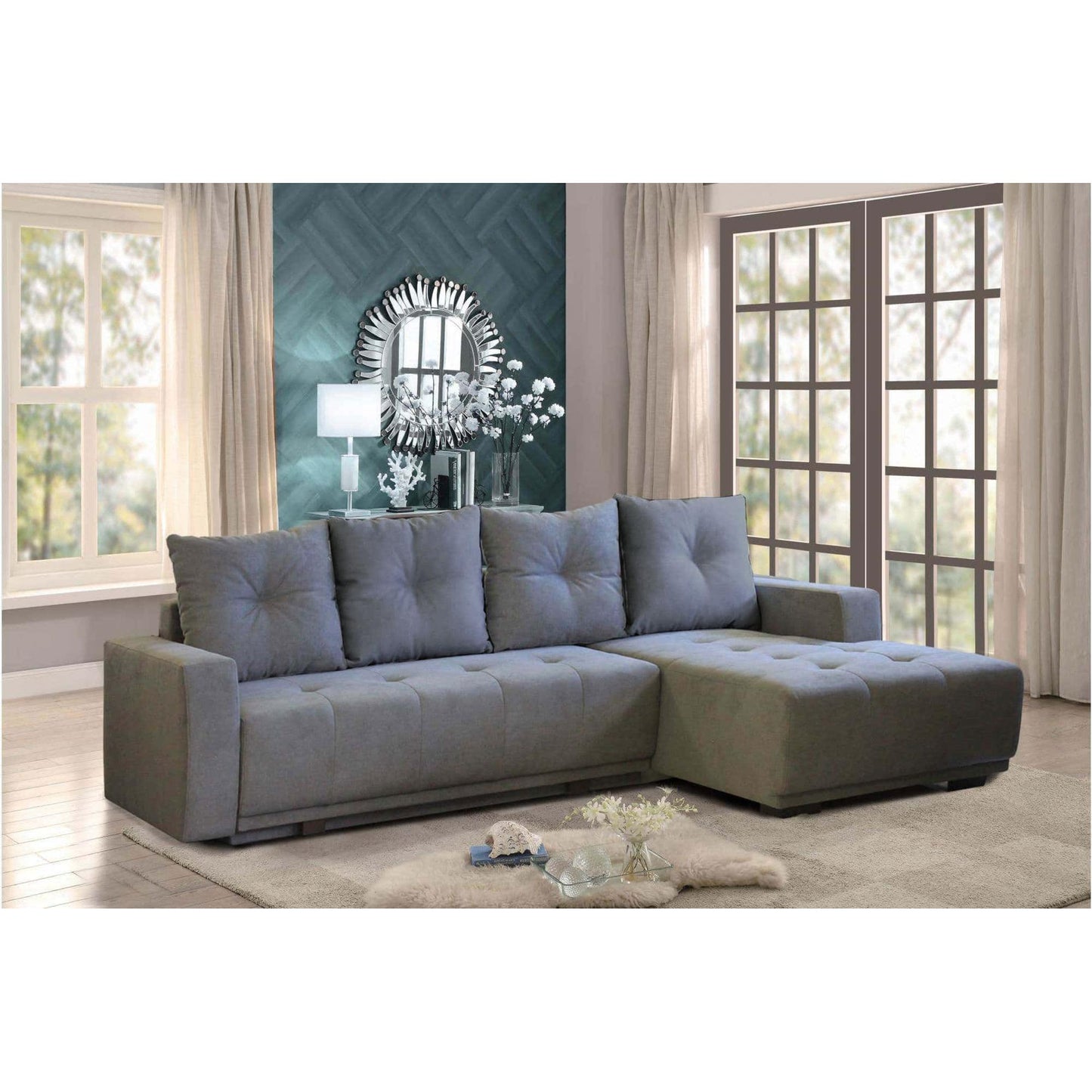 Indy Sectional Sofa Sleeper in Dark Gray