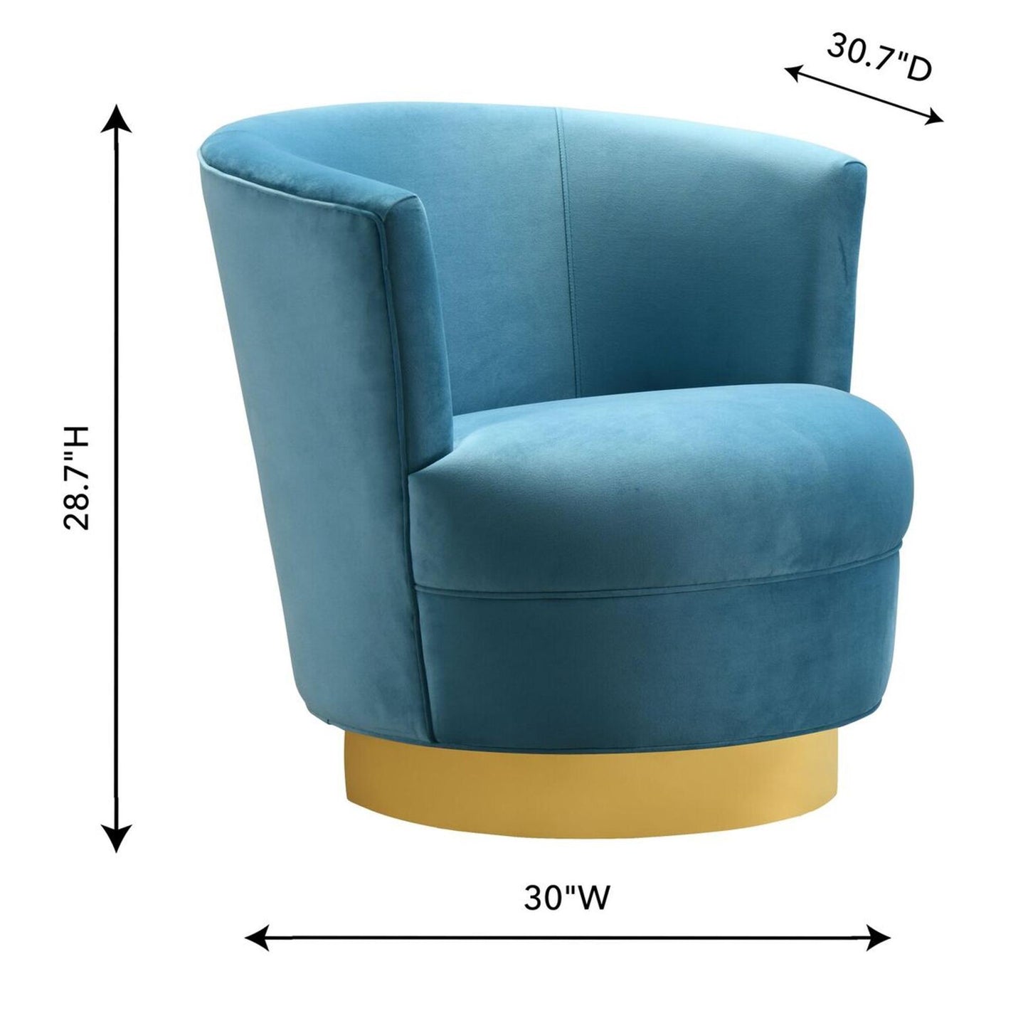 Noah Swivel Chair in Lake Blue
