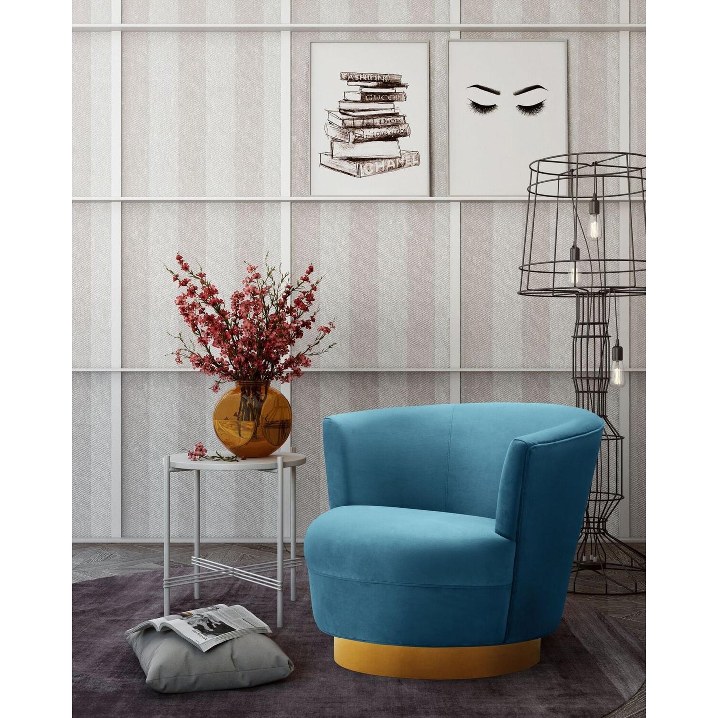 Noah Swivel Chair in Lake Blue