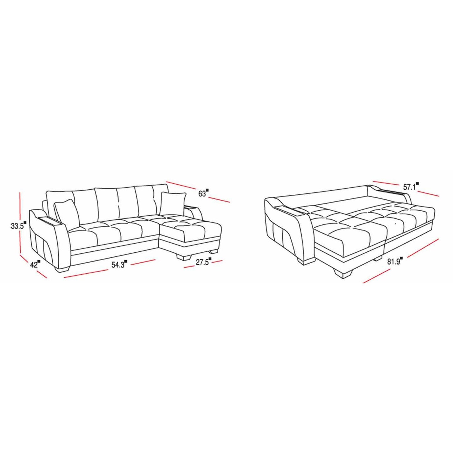 Ultra Sectional Sofa in Optimum Brown