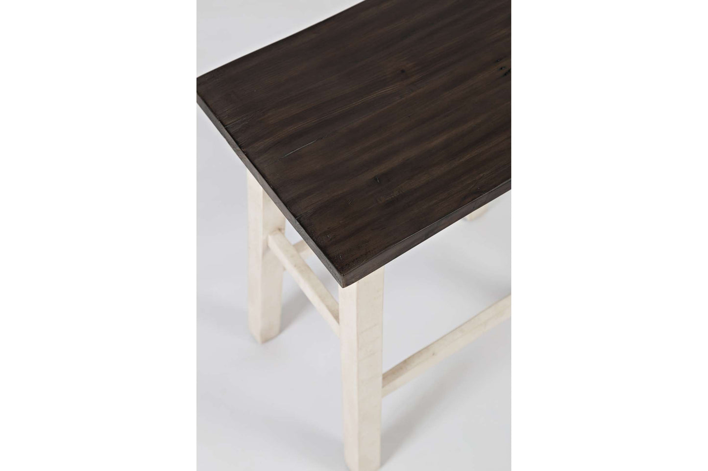 Madison County Vintage White 3 Piece Counter Height Set with Storage Table and Scoop Stools