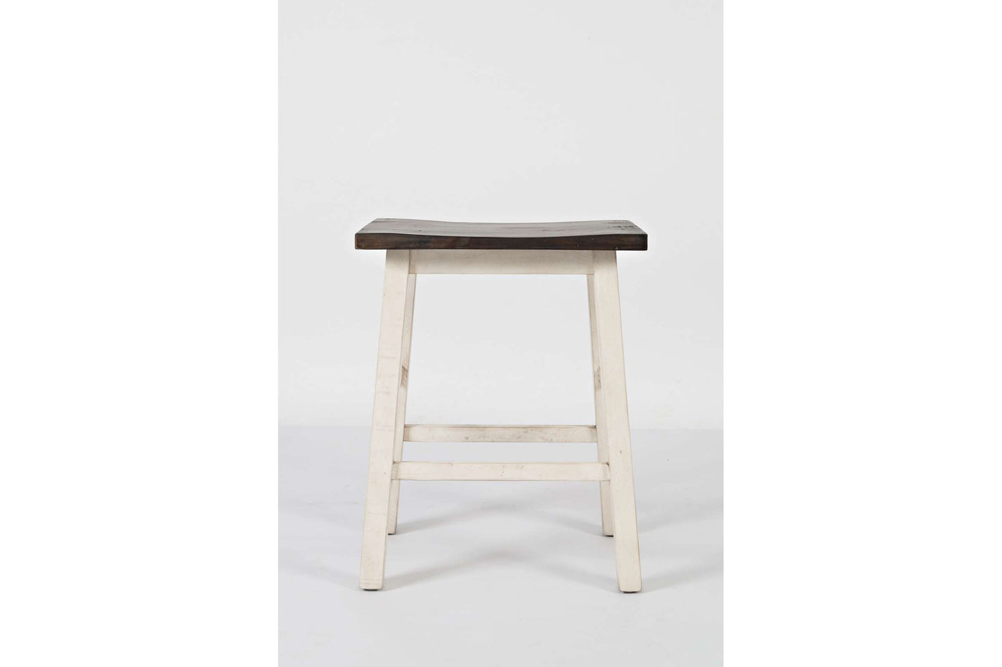 Madison County Vintage White 3 Piece Counter Height Set with Storage Table and Scoop Stools