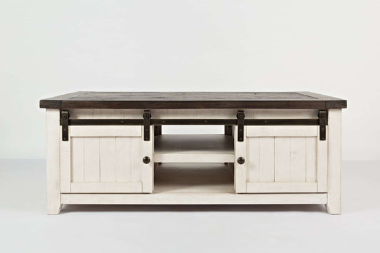 Madison County Vintage White Barn Door Cocktail Table