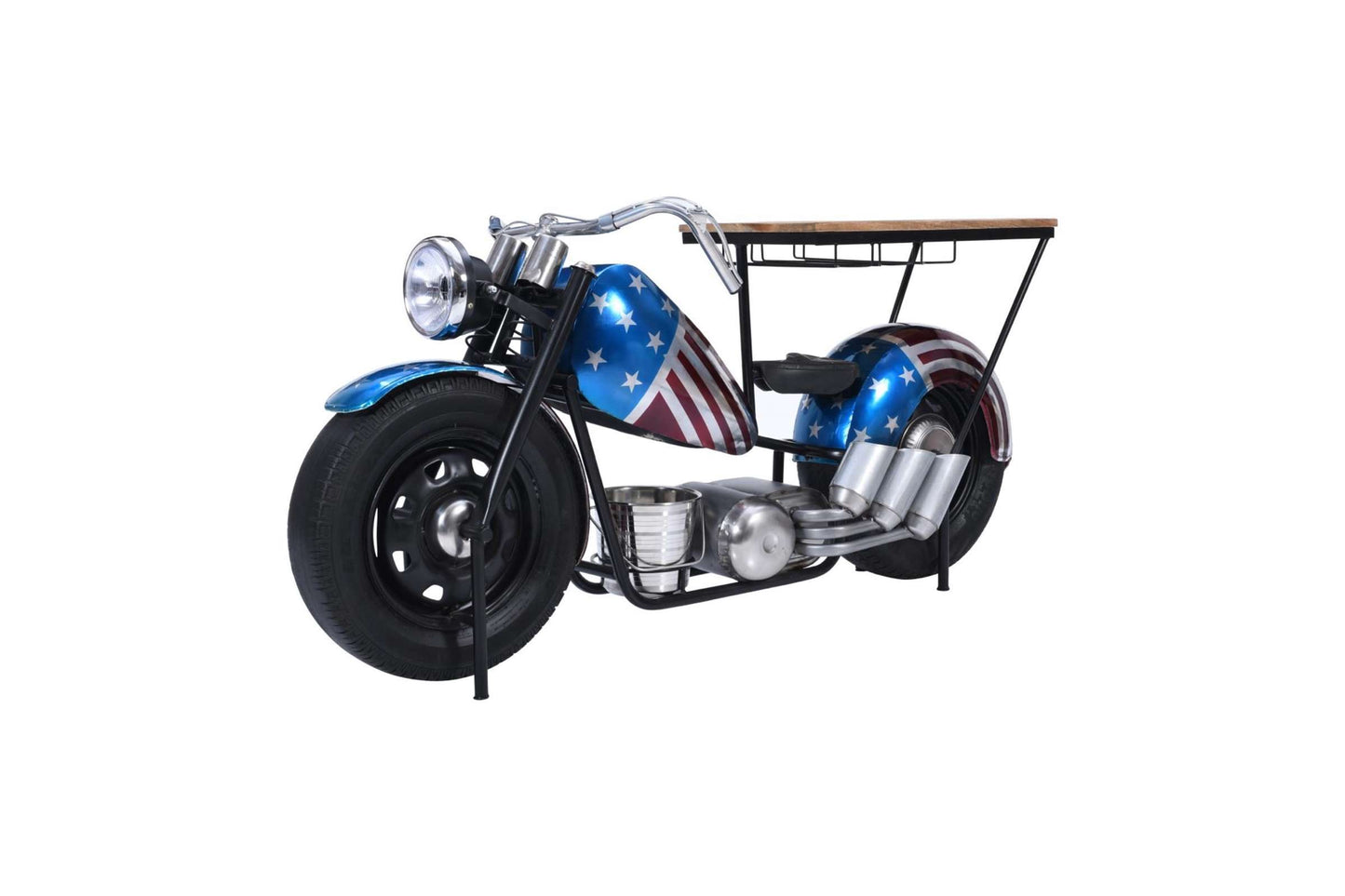 Red, White and Blue Motorcycle Bar - Vintage Iron Accent