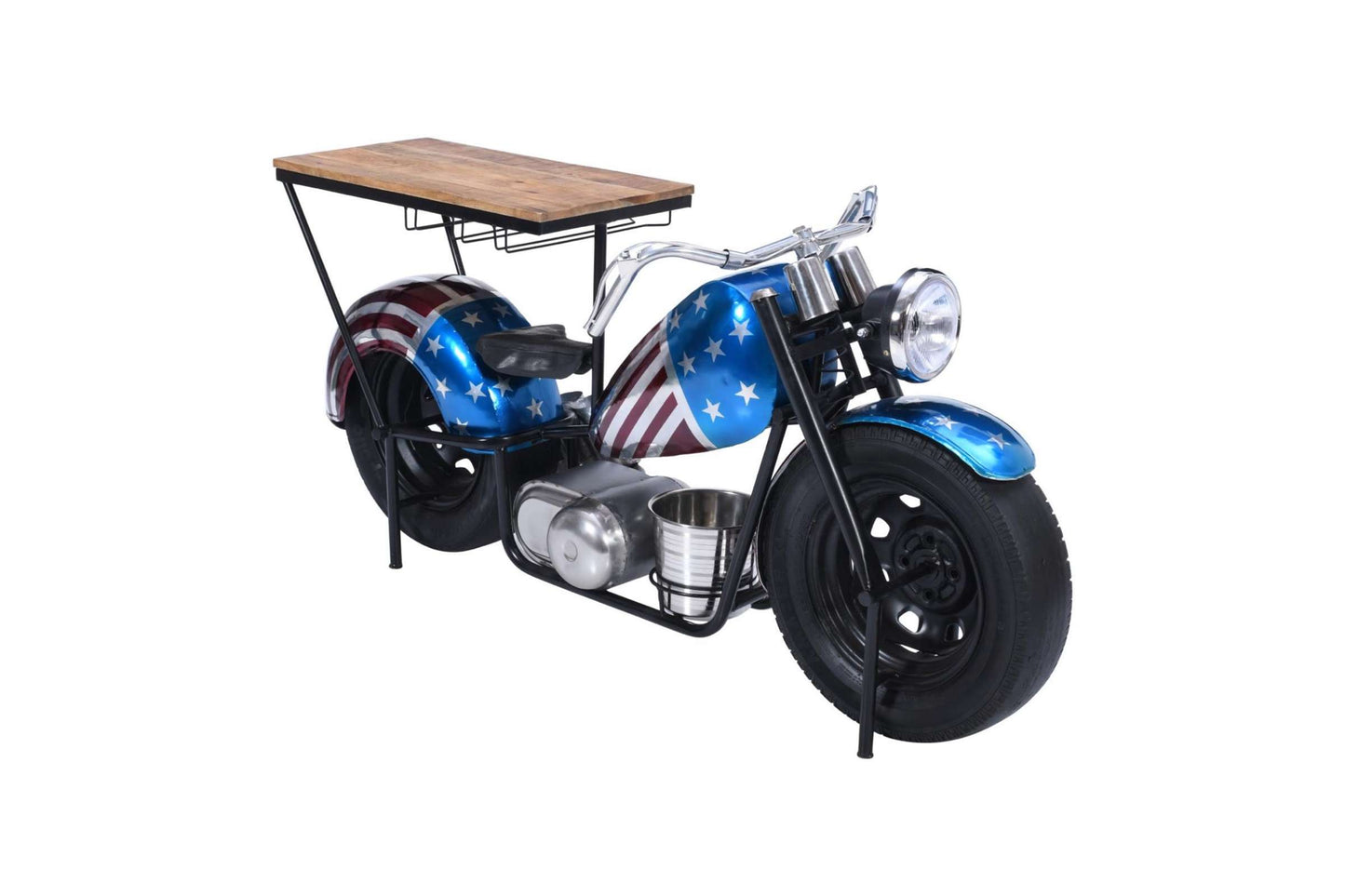 Red, White and Blue Motorcycle Bar - Vintage Iron Accent