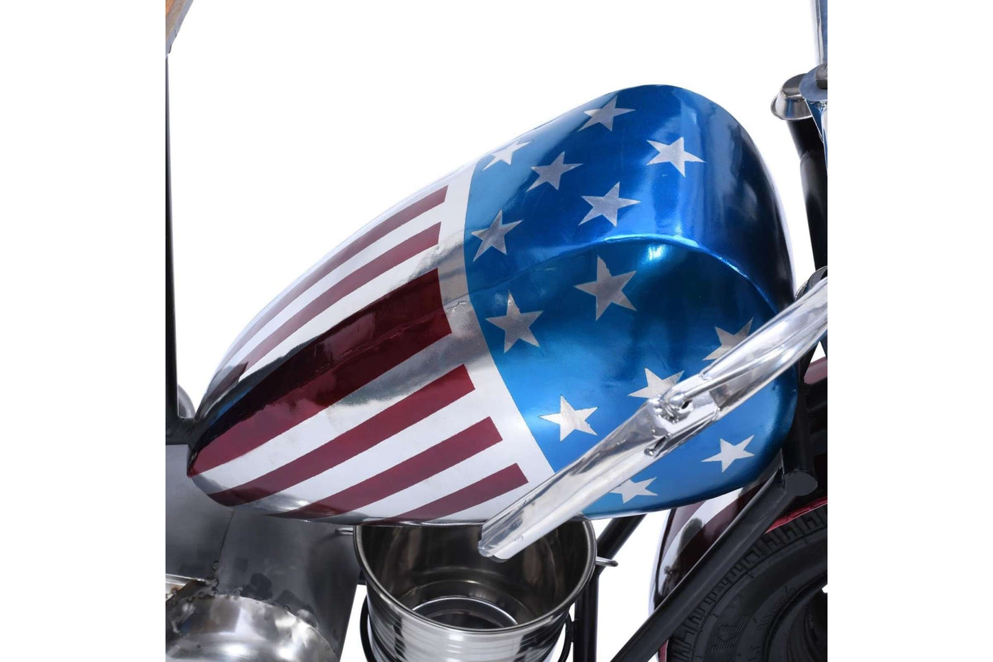 Red, White and Blue Motorcycle Bar - Vintage Iron Accent