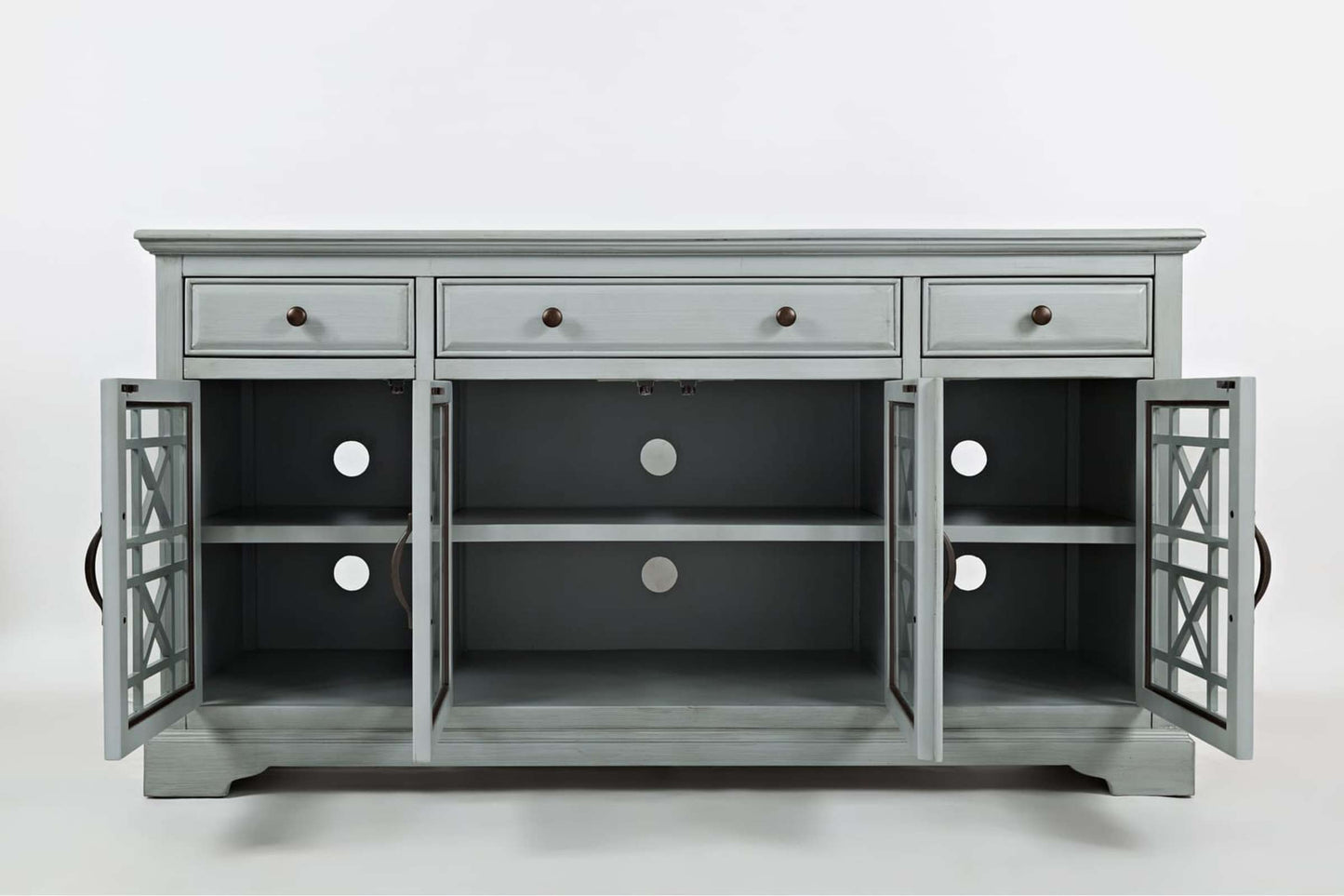 Craftsman Earl Grey 60 Inch Media Console - Stylish Living Room Entertainment Unit