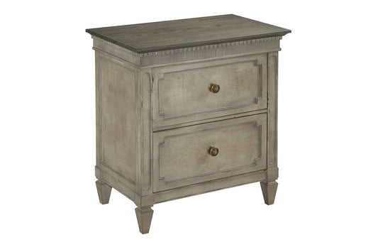Savona Ax Two Drawer Nightstand with Elm Veneer and Maple Inlays