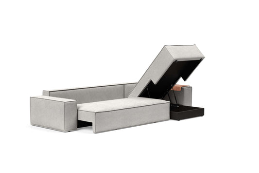 Wide Sofa Bed w/Lounger Adario Fog