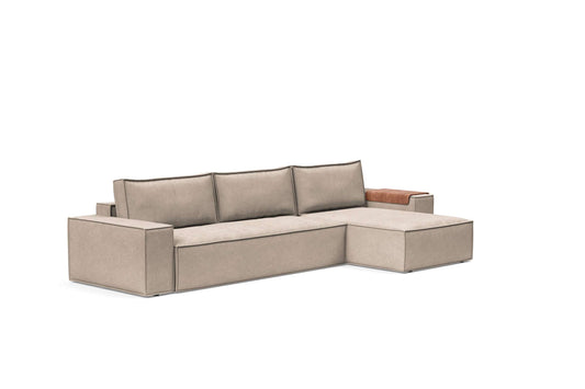 Wide Sofa Bed w/Lounger Adario Taupe