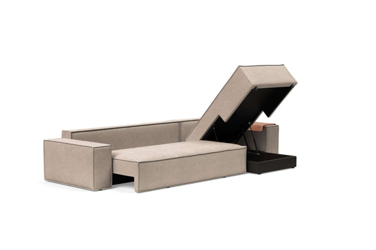 Wide Sofa Bed w/Lounger Adario Taupe