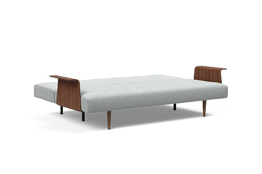 Recast Plus Sofa Bed w/Walnut Arms (Full Size) Melange Light Gray