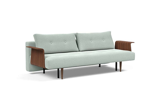 Recast Plus Sofa Bed w/Walnut Arms (Full Size) Soft Pacific Pearl