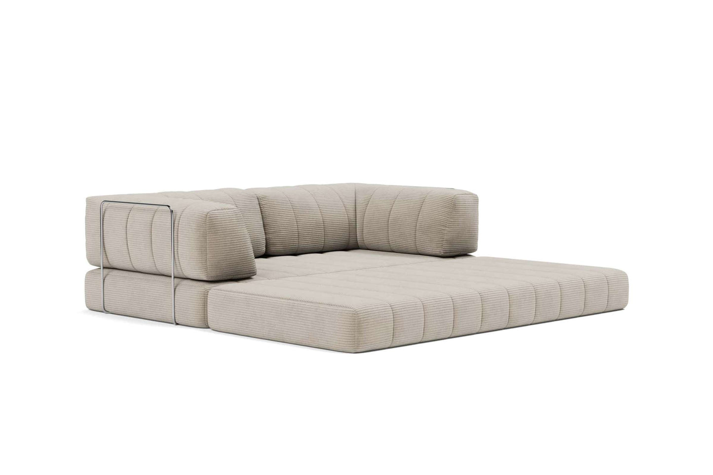 CozyPad Sleeper Sofa with Arms, Corduroy Beige - Versatile Modular Design