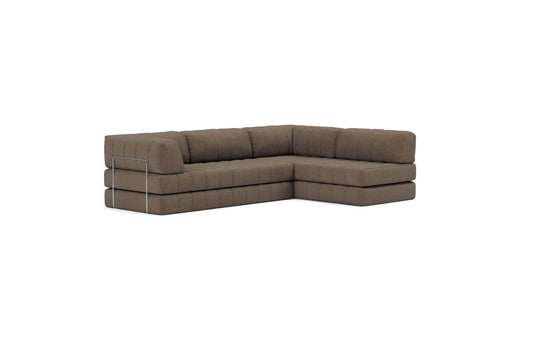 CozyPad Sleeper Sofa L-Shape with Arms - Modular Convertible Sofa in Cedar Brown