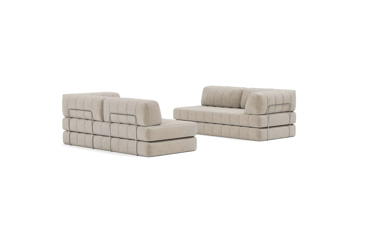 CozyPad Sleeper Sofa L-Shape with Arms, Corduroy Beige - Versatile Modular Design