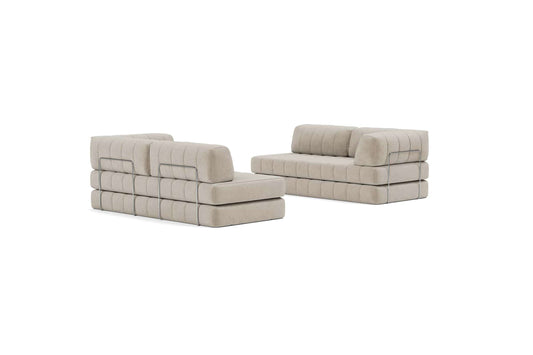 CozyPad Sleeper Sofa L-Shape with Arms, Corduroy Beige - Versatile Modular Design