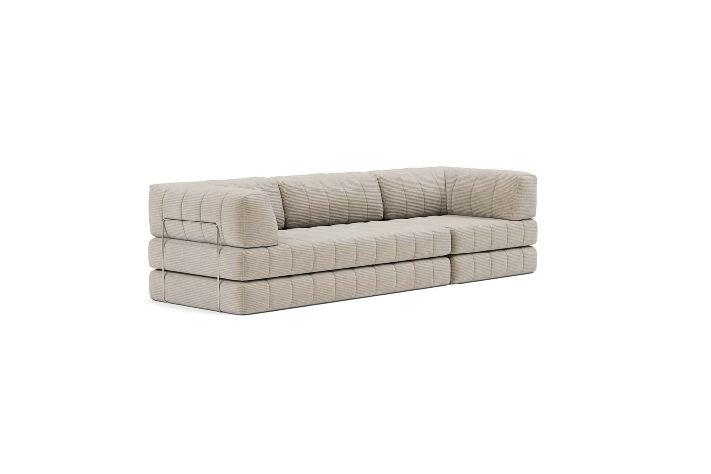 CozyPad Sleeper Sofa Grand with Arms, Coduroy Beige - Versatile 3-Seater Convertible Sofa Bed