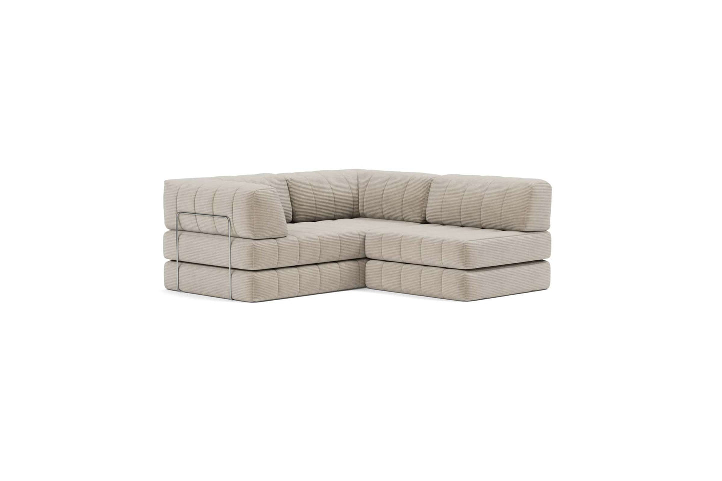 CozyPad Sleeper Sofa Grand with Arms, Coduroy Beige - Versatile 3-Seater Convertible Sofa Bed