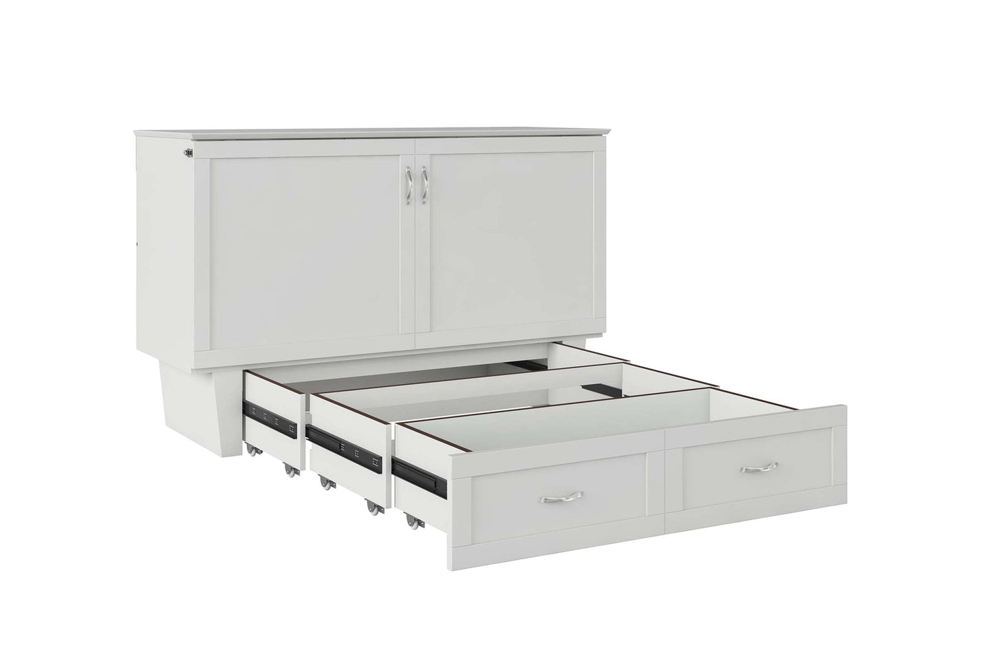 Chelsea Mid-Century Modern Queen Solid Wood Murphy Bed Chest with Mattress in White by AFI Furnishings