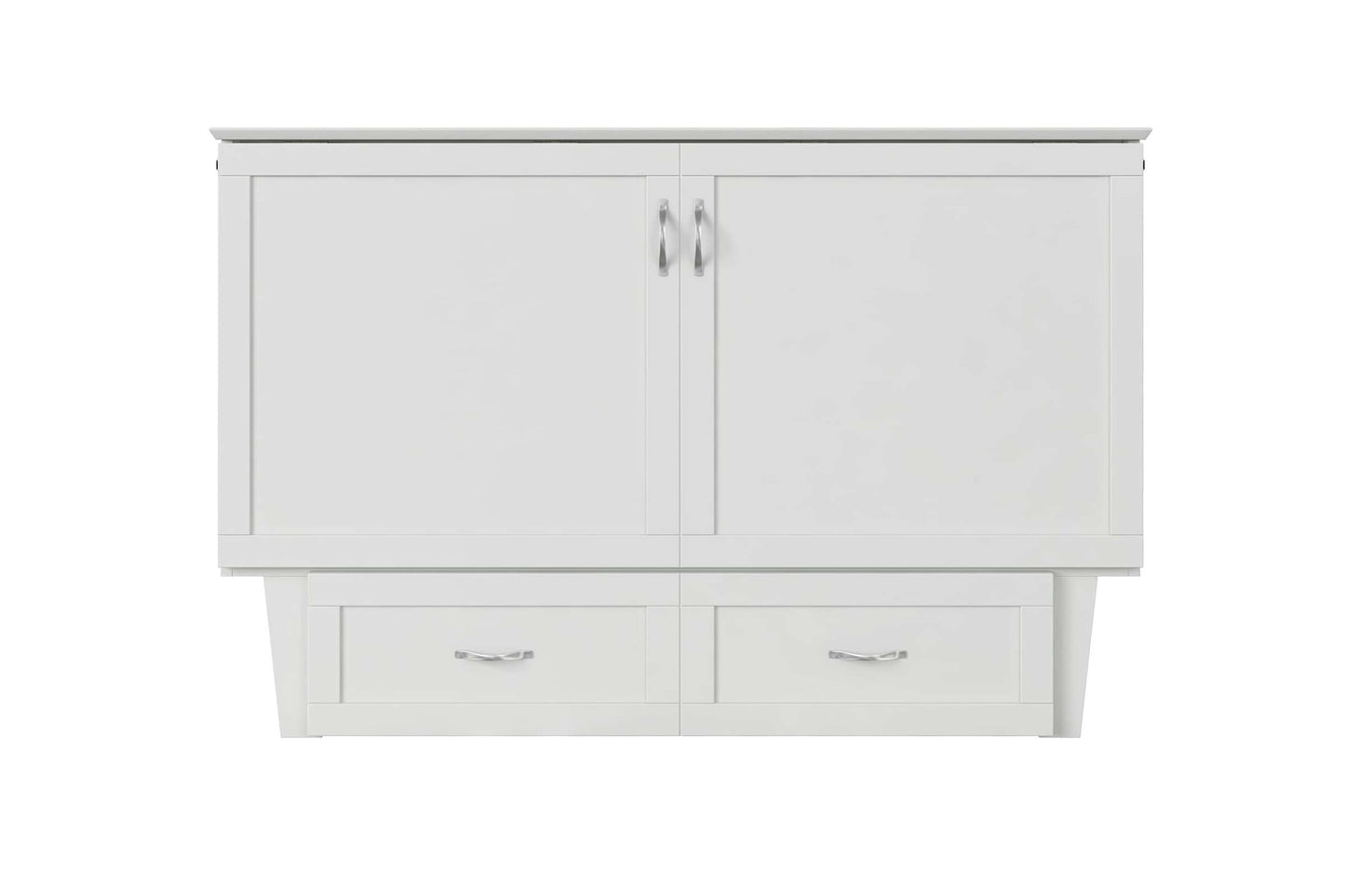 Chelsea Mid-Century Modern Queen Solid Wood Murphy Bed Chest with Mattress in White by AFI Furnishings