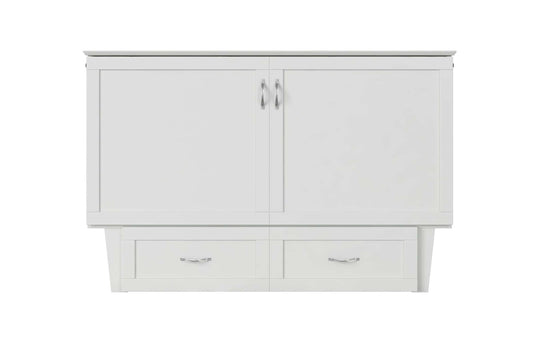 Chelsea Mid-Century Modern Queen Solid Wood Murphy Bed Chest with Mattress in White by AFI Furnishings