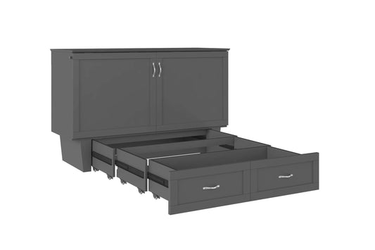 Chelsea Mid-Century Modern Queen Solid Wood Murphy Bed Chest with Mattress in Grey - AFI Furnishings