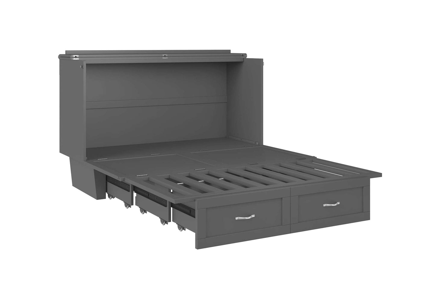 Chelsea Mid-Century Modern Queen Solid Wood Murphy Bed Chest with Mattress in Grey - AFI Furnishings