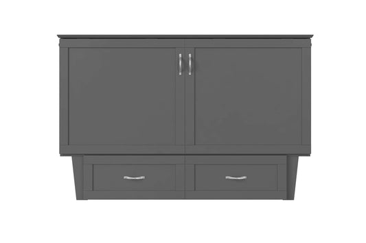 Chelsea Mid-Century Modern Queen Solid Wood Murphy Bed Chest with Mattress in Grey - AFI Furnishings