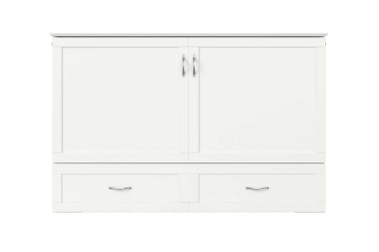 Raleigh Modern Queen Solid Wood Murphy Bed Chest with Mattress in White - AFI Furnishing