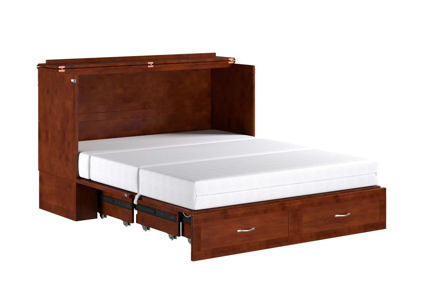 Raleigh Modern Queen Solid Wood Murphy Bed Chest with Mattress in Walnut by AFI Furnishing