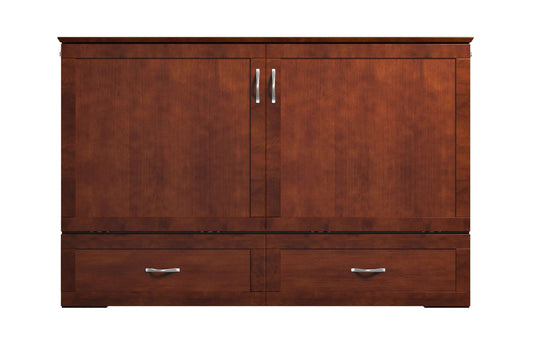 Raleigh Modern Queen Solid Wood Murphy Bed Chest with Mattress in Walnut by AFI Furnishing