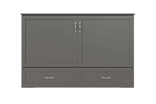 Raleigh Modern Queen Solid Wood Murphy Bed Chest with Mattress in Grey - AFI Furnishing