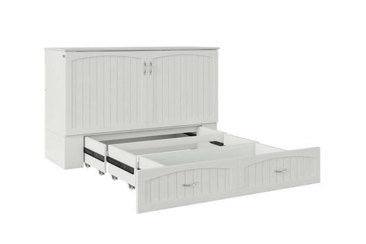 Aspen Mid-Century Modern Queen Solid Wood Murphy Bed Chest with Mattress in White - AFI Furnishings