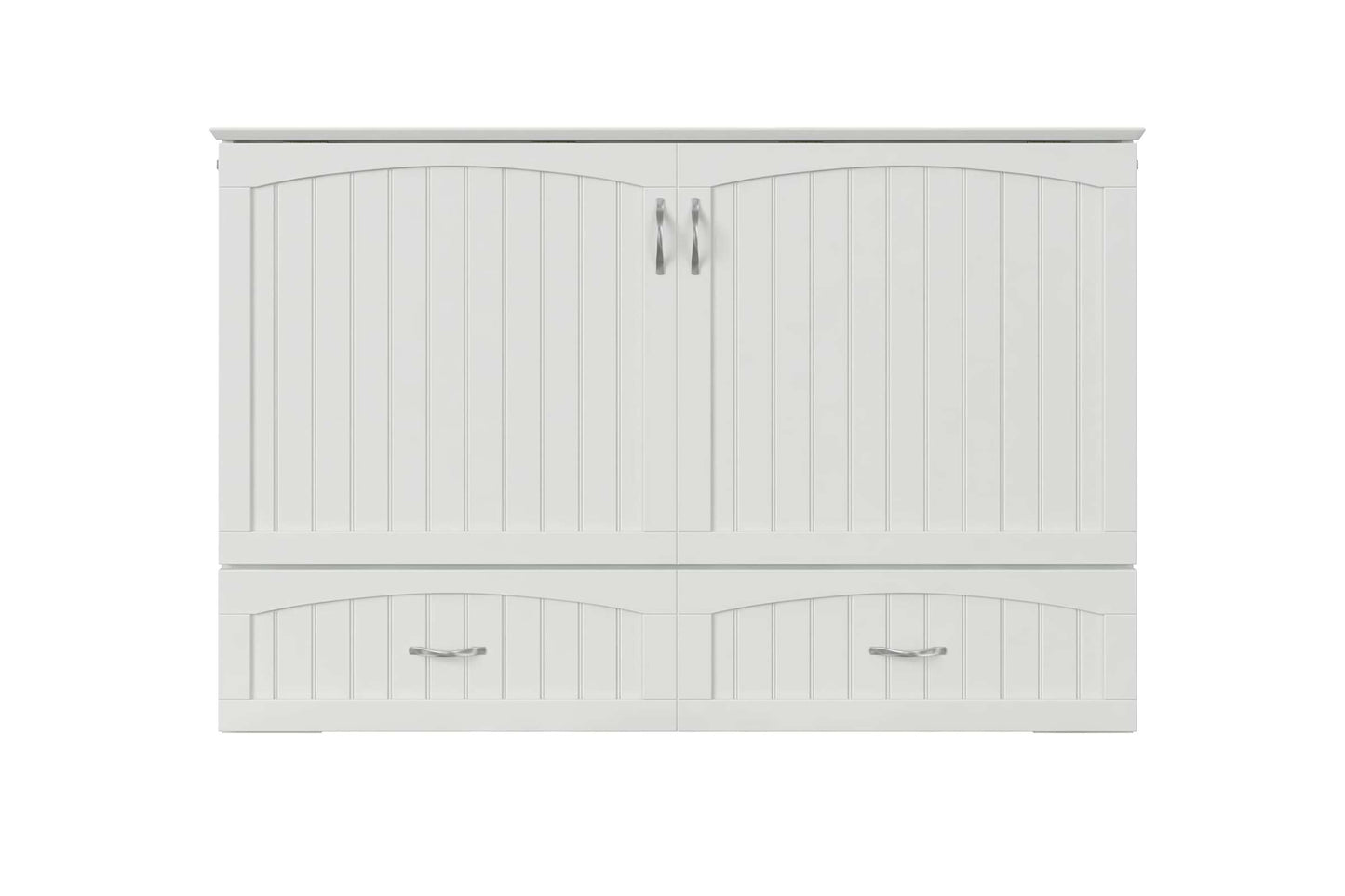 Aspen Mid-Century Modern Queen Solid Wood Murphy Bed Chest with Mattress in White - AFI Furnishings