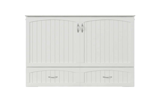 Aspen Mid-Century Modern Queen Solid Wood Murphy Bed Chest with Mattress in White - AFI Furnishings