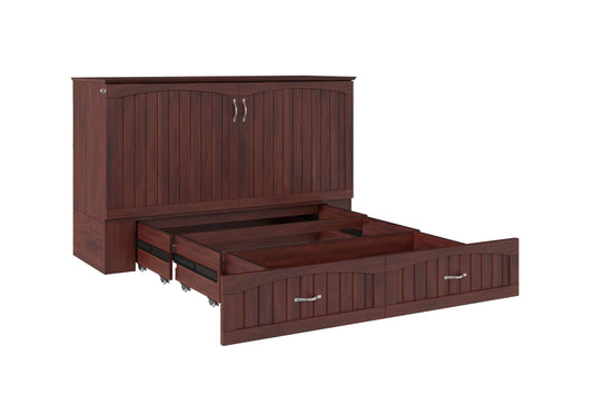 Aspen Mid-Century Modern Queen Solid Wood Murphy Bed Chest with Mattress in Walnut - AFI Furnishings