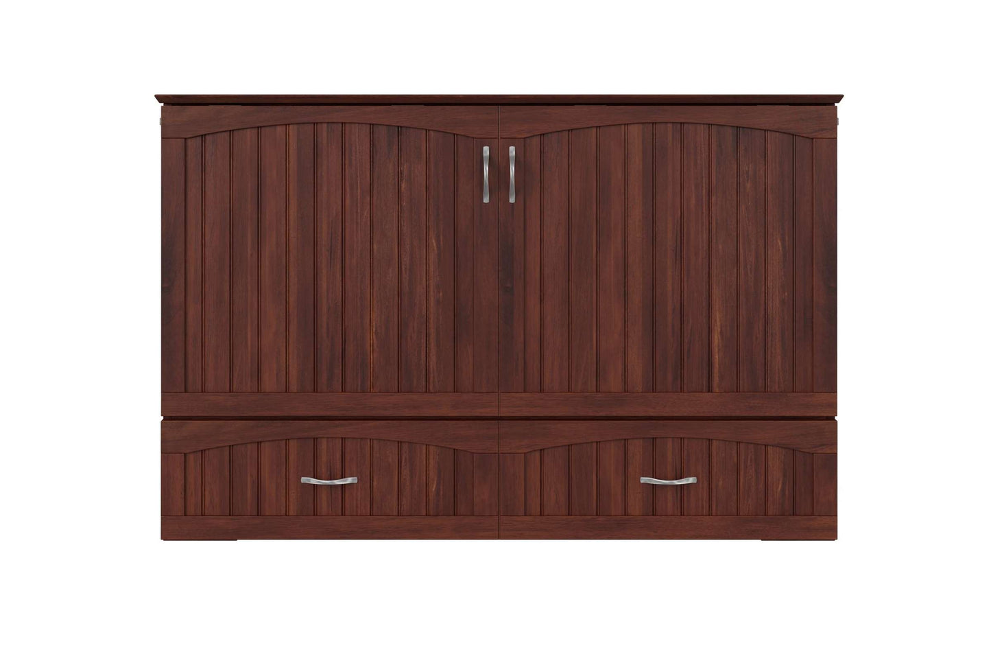 Aspen Mid-Century Modern Queen Solid Wood Murphy Bed Chest with Mattress in Walnut - AFI Furnishings