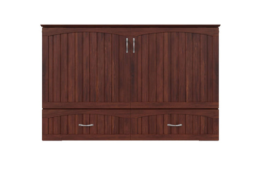 Aspen Mid-Century Modern Queen Solid Wood Murphy Bed Chest with Mattress in Walnut - AFI Furnishings