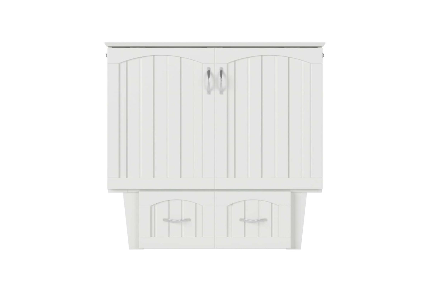 Sydney Twin Wood Murphy Bed Chest with Storage Drawer & Charging Station - White