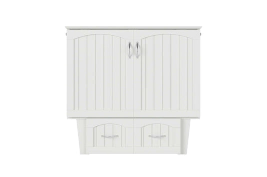 Sydney Twin Wood Murphy Bed Chest with Storage Drawer & Charging Station - White