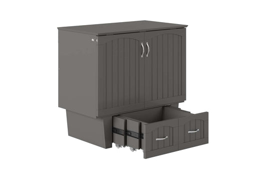 Grey Sydney Twin Wood Murphy Bed Chest with Storage Drawer & Charging Station - AFI Furnishings