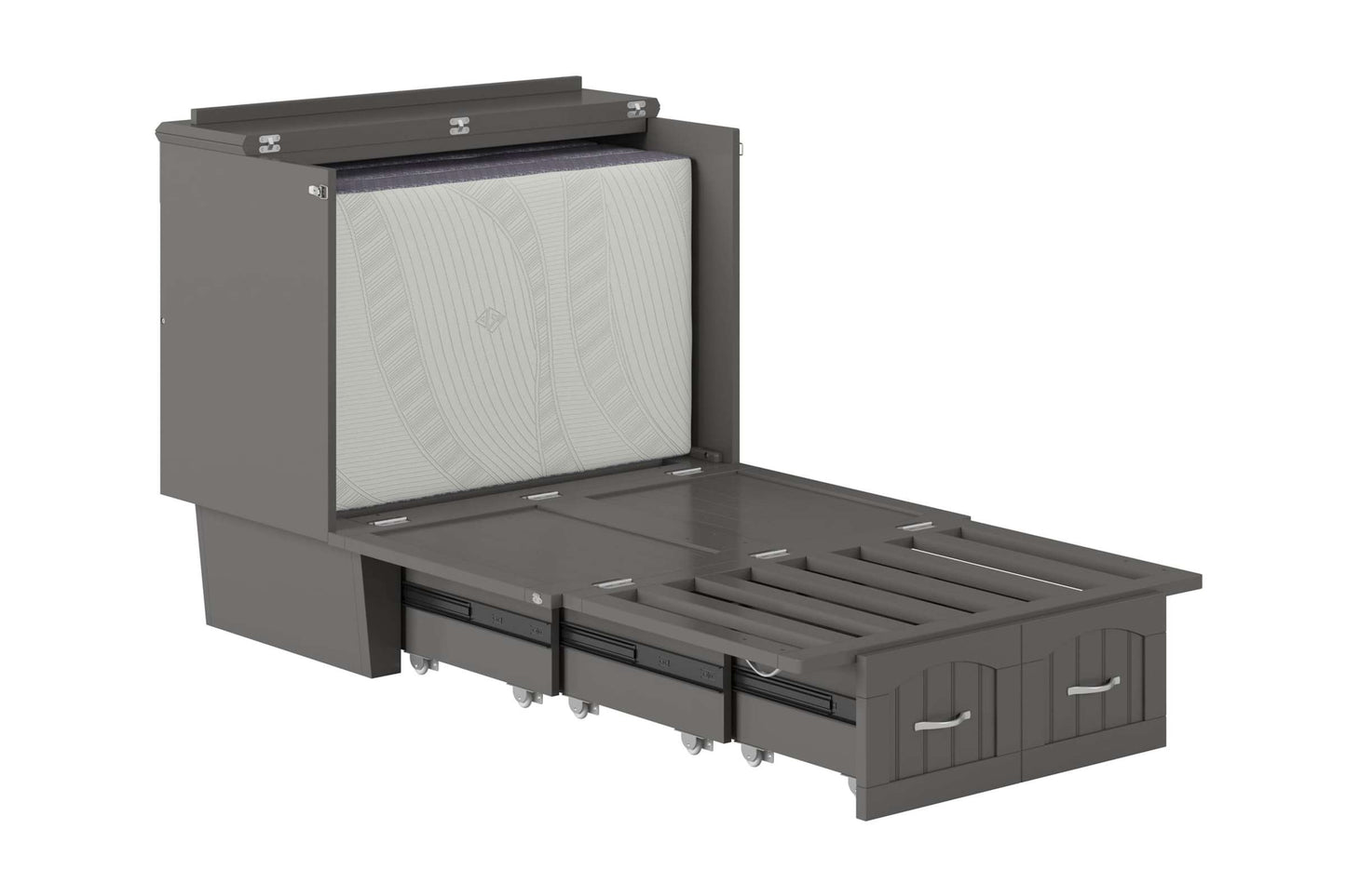Grey Sydney Twin Wood Murphy Bed Chest with Storage Drawer & Charging Station - AFI Furnishings
