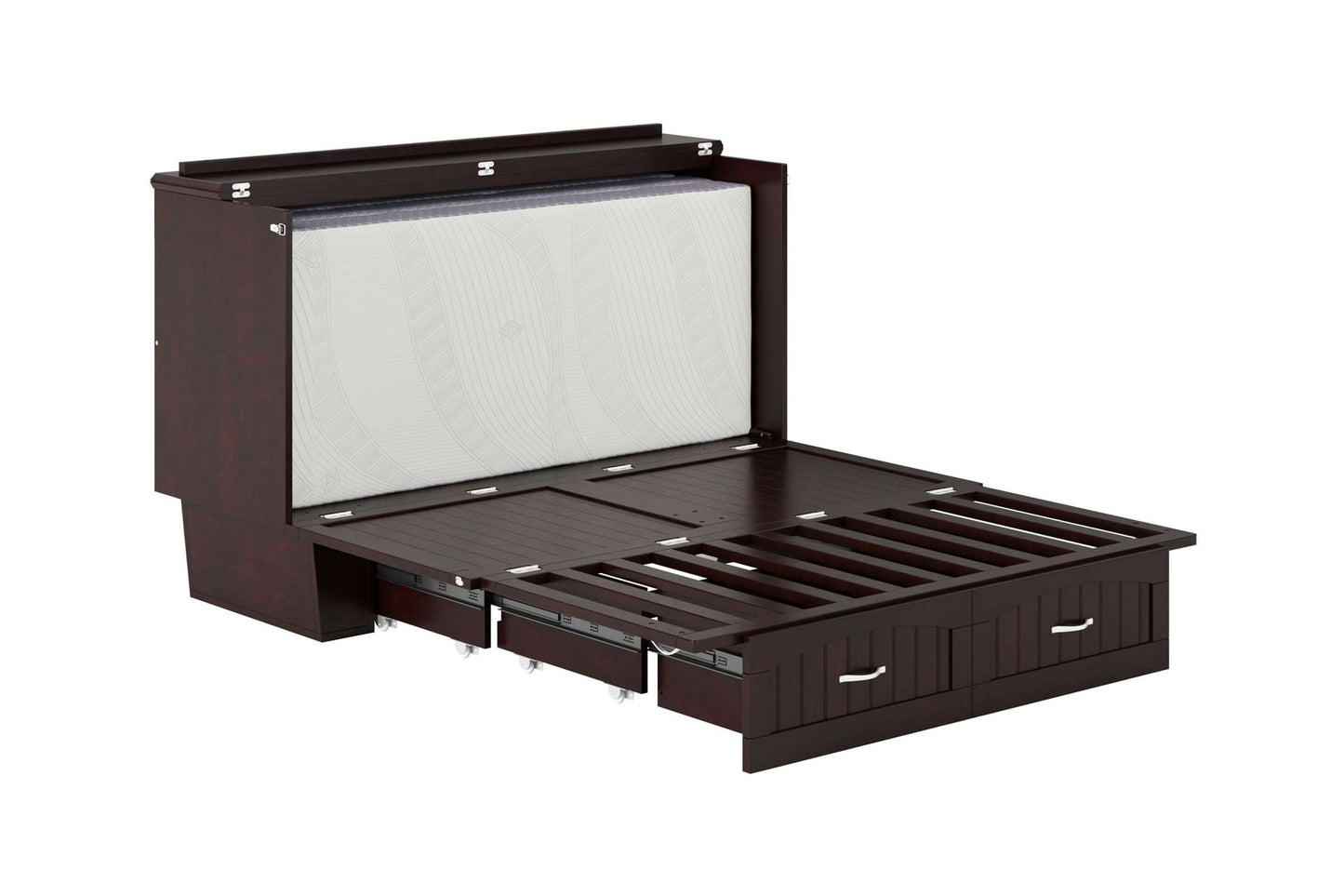 Sydney Modern Coastal Queen Solid Wood Murphy Bed Chest with Mattress in Espresso by AFI Furnishing