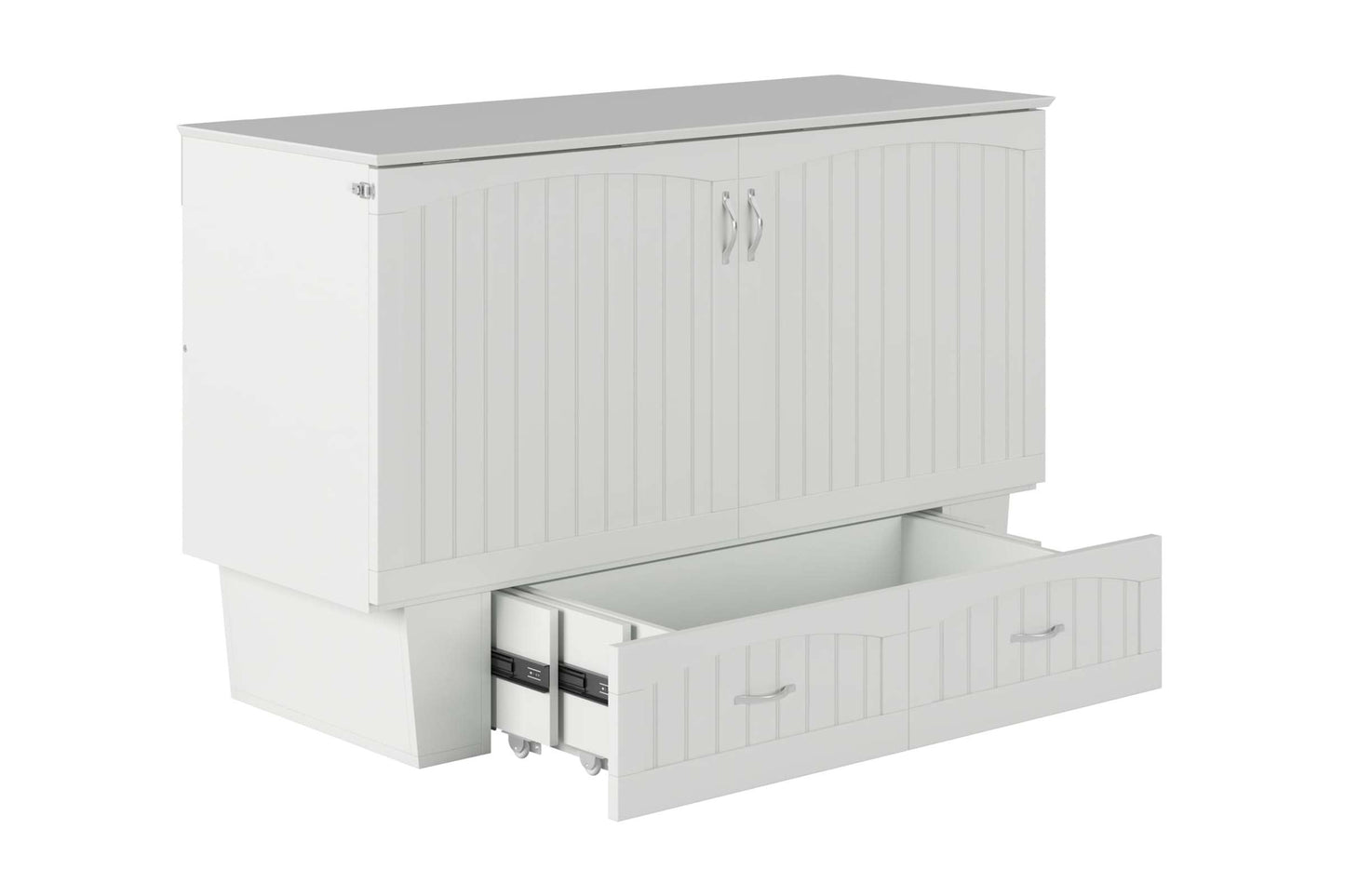 Sydney Modern Coastal Queen Solid Wood Murphy Bed Chest with Mattress in White - AFI Furnishings