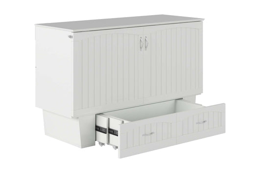 Sydney Modern Coastal Queen Solid Wood Murphy Bed Chest with Mattress in White - AFI Furnishings