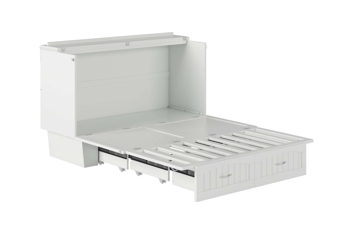 Sydney Modern Coastal Queen Solid Wood Murphy Bed Chest with Mattress in White - AFI Furnishings