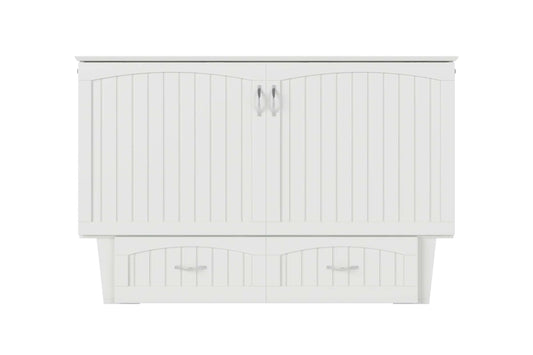 Sydney Modern Coastal Queen Solid Wood Murphy Bed Chest with Mattress in White - AFI Furnishings
