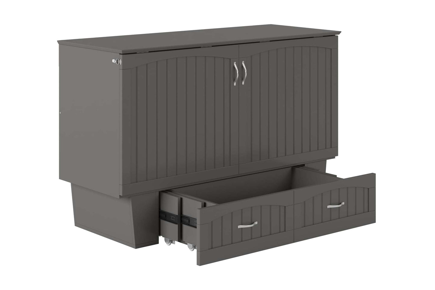 Sydney Modern Coastal Queen Solid Wood Murphy Bed Chest with Mattress in Grey by AFI Furnishing