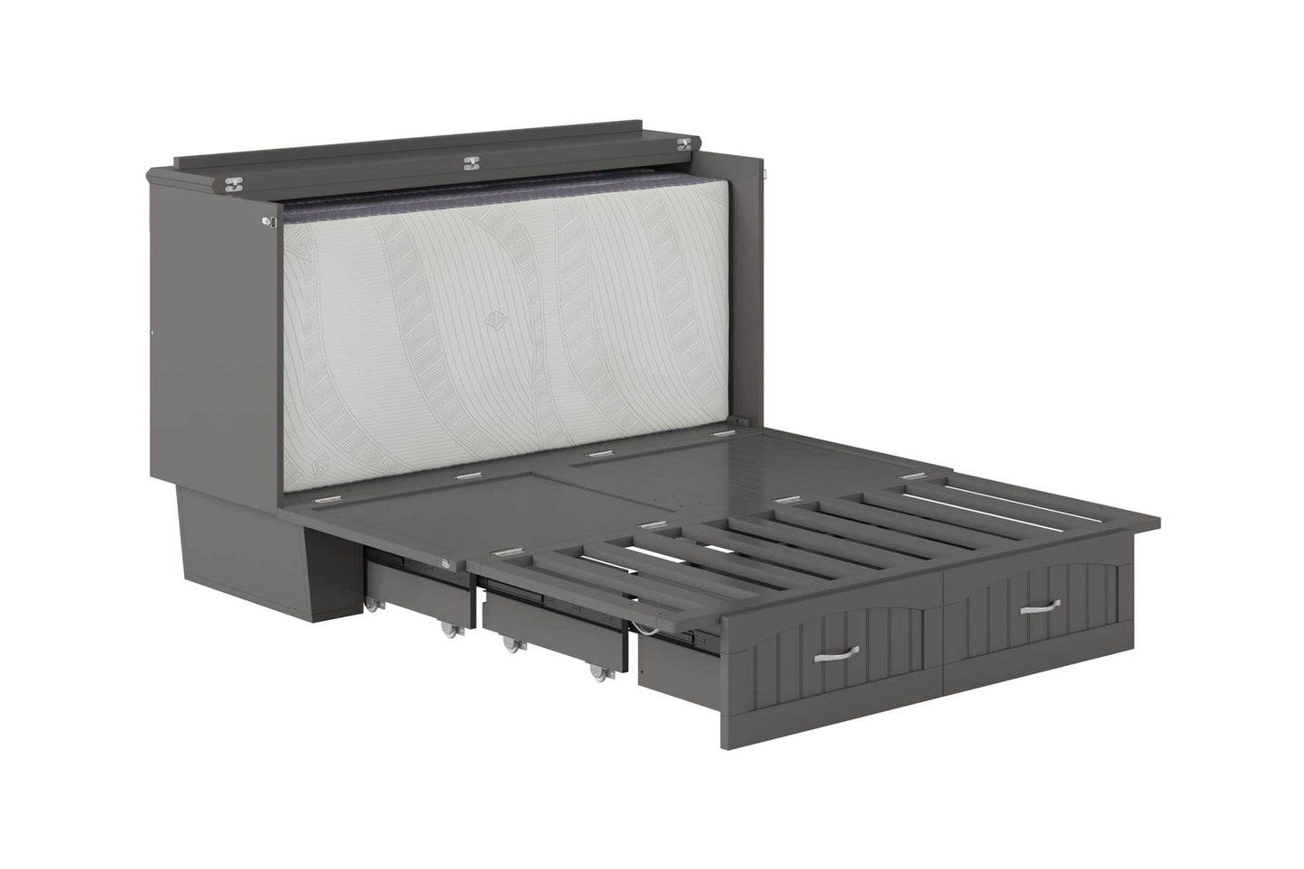 Sydney Modern Coastal Queen Solid Wood Murphy Bed Chest with Mattress in Grey by AFI Furnishing